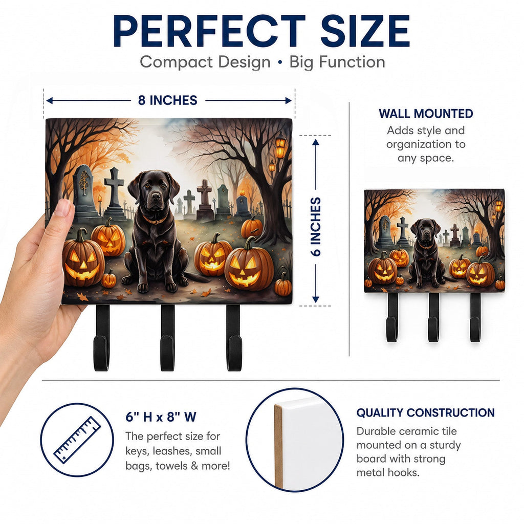 Chocolate Labrador Retriever Spooky Halloween Leash or Key Holder Wall Hooks, Coat Rack Wall Mount, for Hanging Keys, Towels, Aprons, Leashes