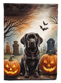 Chocolate Labrador Retriever Spooky Halloween House Flag 28x40 Porch Sleeve Pole Decorative Outside Yard Banner Artwork Wall Hanging, Polyester
