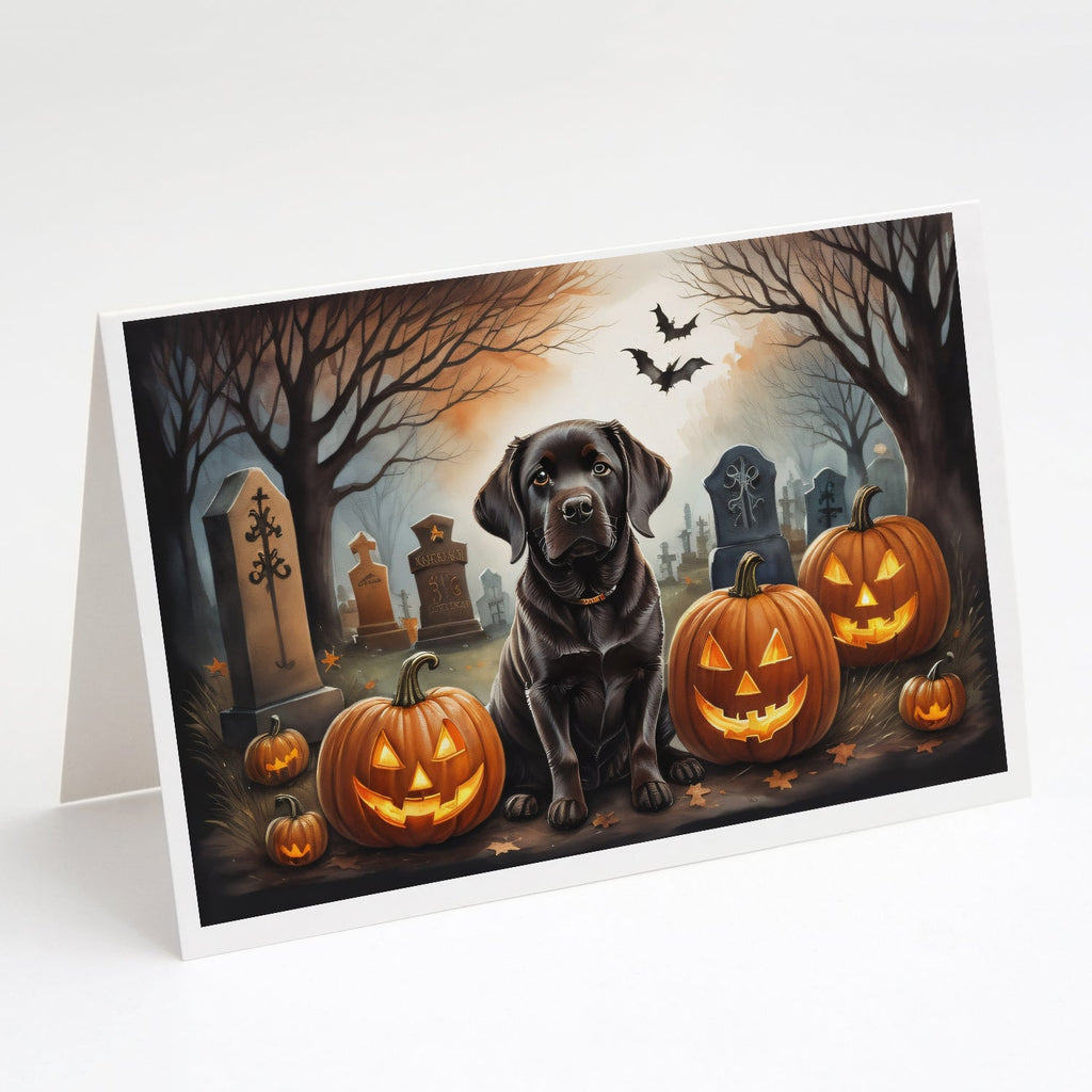 Chocolate Labrador Retriever Spooky Halloween Greeting Cards Pack of 8 Blank Cards with Envelopes Whimsical A7 Size 5x7