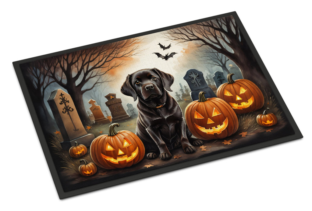 Chocolate Labrador Retriever Spooky Halloween Doormat Indoor Outdoor 24H X 36W Front Door Mat Rugs for Entryway, Non Slip Washable Low Pile,