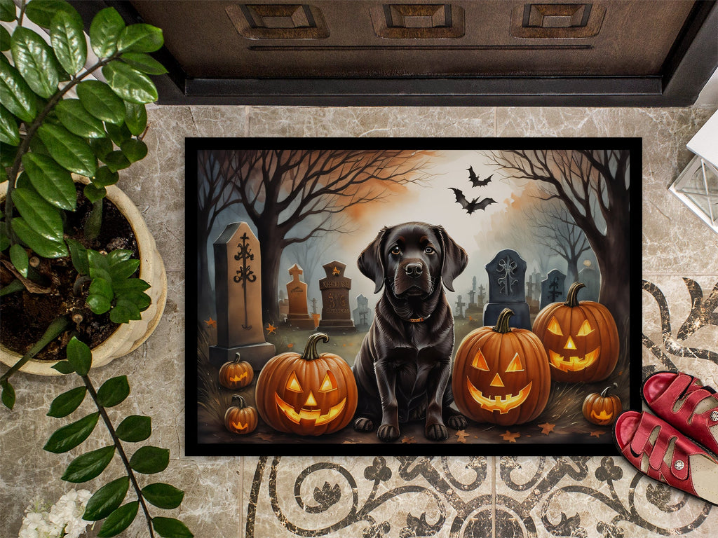 Chocolate Labrador Retriever Spooky Halloween Doormat Indoor Outdoor 24H X 36W Front Door Mat Rugs for Entryway, Non Slip Washable Low Pile,