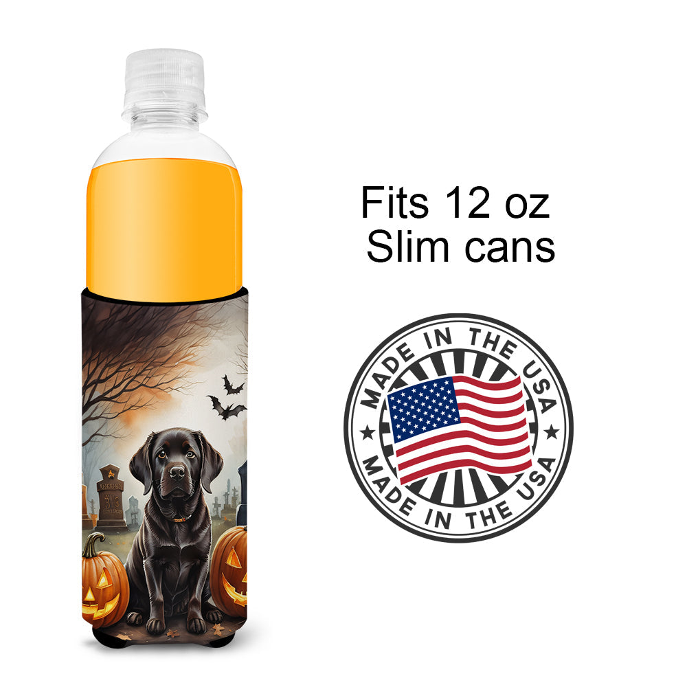 Chocolate Labrador Retriever Spooky Halloween Slim Can Hugger , Insulated Foam Hugger for 12 oz Slim Cans, Beer Bottles & Water Bottles, Printed in USA