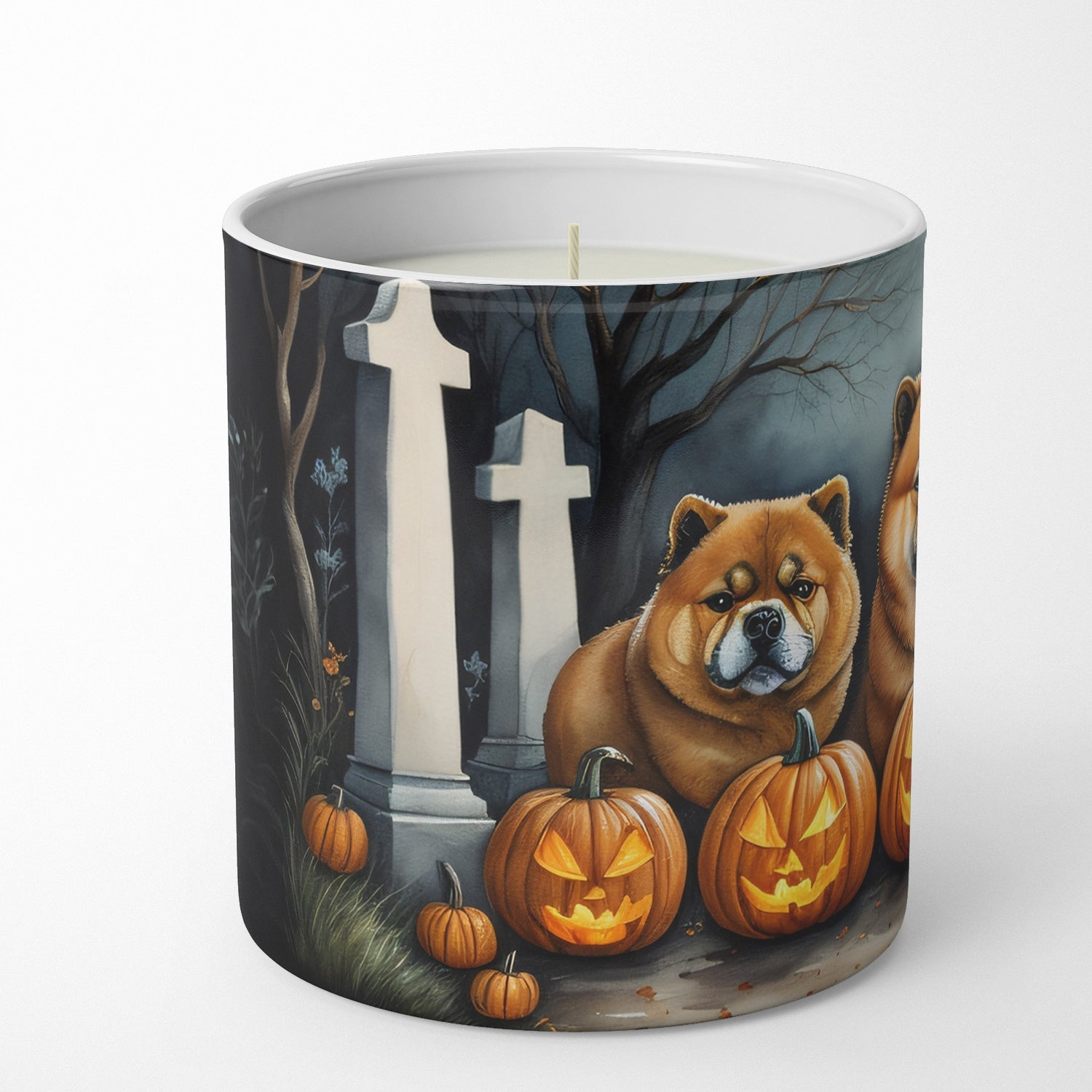 Chow Chow Spooky Halloween Decorative Soy Candle Nature Soy Wax Essential Oil Home Decor Ideal for Bedroom Kitchen Bath Office Gift, 10 oz