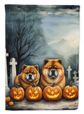 Chow Chow Spooky Halloween House Flag 28x40 Porch Sleeve Pole Decorative Outside Yard Banner Artwork Wall Hanging, Polyester