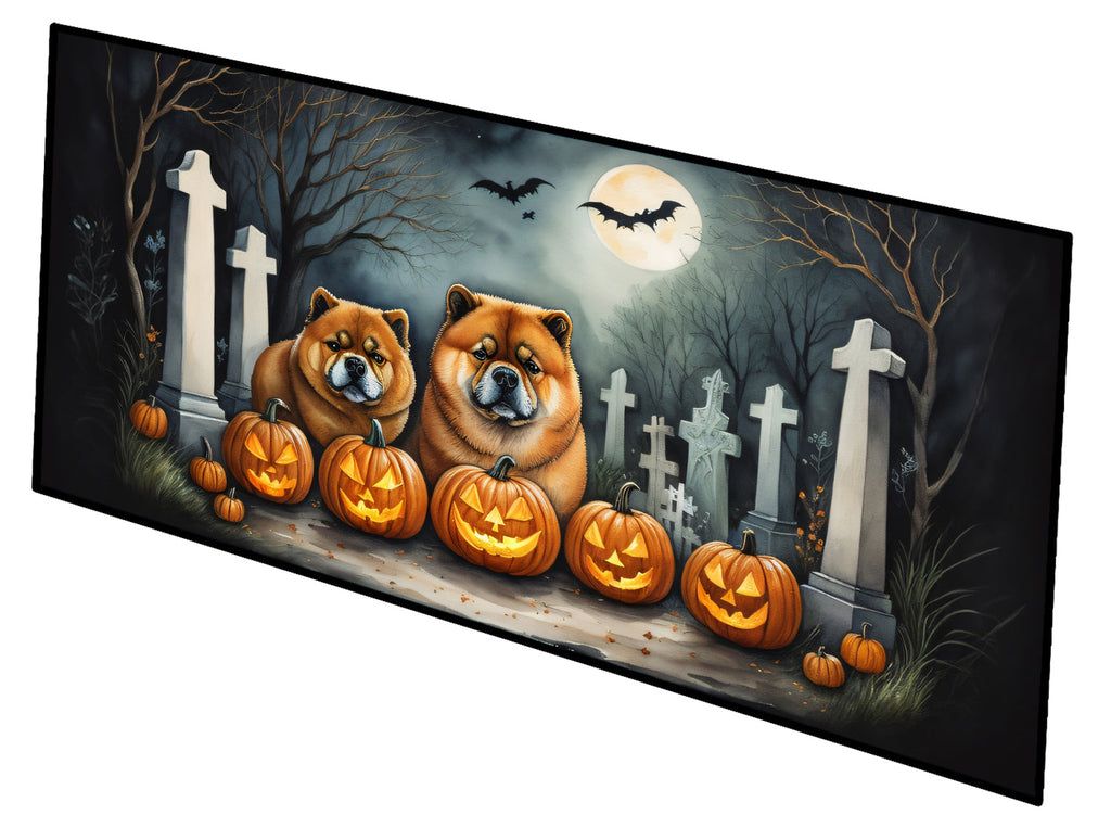Chow Chow Spooky Halloween Runner Mat 28x58 Front Door Mat Indoor Outdoor Rugs for Entryway Hallway Foyer Non Slip Washable Wide Doormat