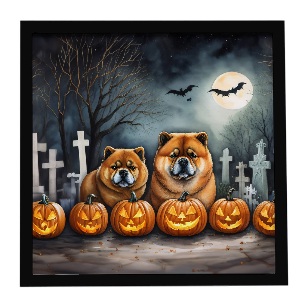 Chow Chow Spooky Halloween Framed Metal Print Bathroom, Kitchen, Office, Home Decor Wall Art Ready to Hang, Square, 8X8