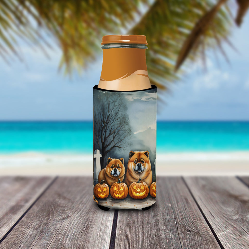 Chow Chow Spooky Halloween Slim Can Hugger , Insulated Foam Hugger for 12 oz Slim Cans, Beer Bottles & Water Bottles, Printed in USA