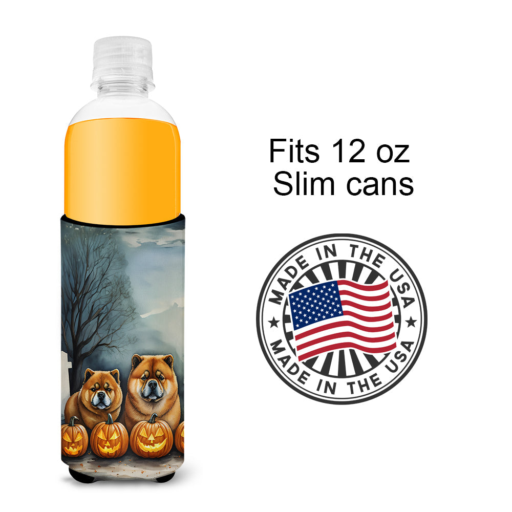 Chow Chow Spooky Halloween Slim Can Hugger , Insulated Foam Hugger for 12 oz Slim Cans, Beer Bottles & Water Bottles, Printed in USA
