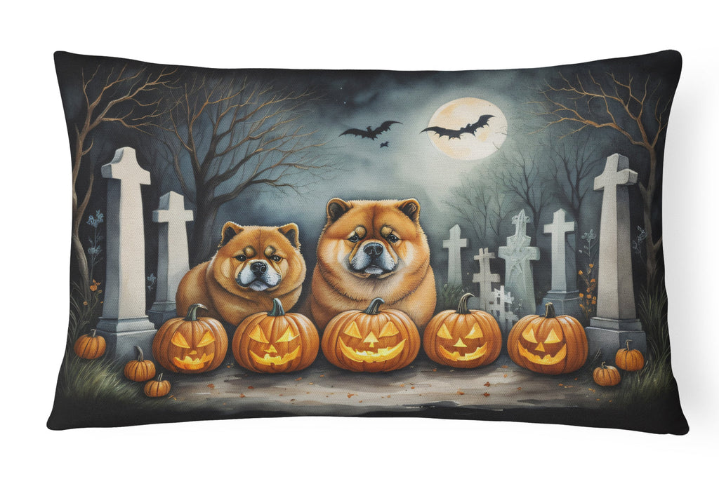 Chow Chow Spooky Halloween Decorative Throw Pillow 12x16 Indoor Outdoor Accent Cushion, Fabric Cover with Insert for Sofa, Bed, Porch & Living Room