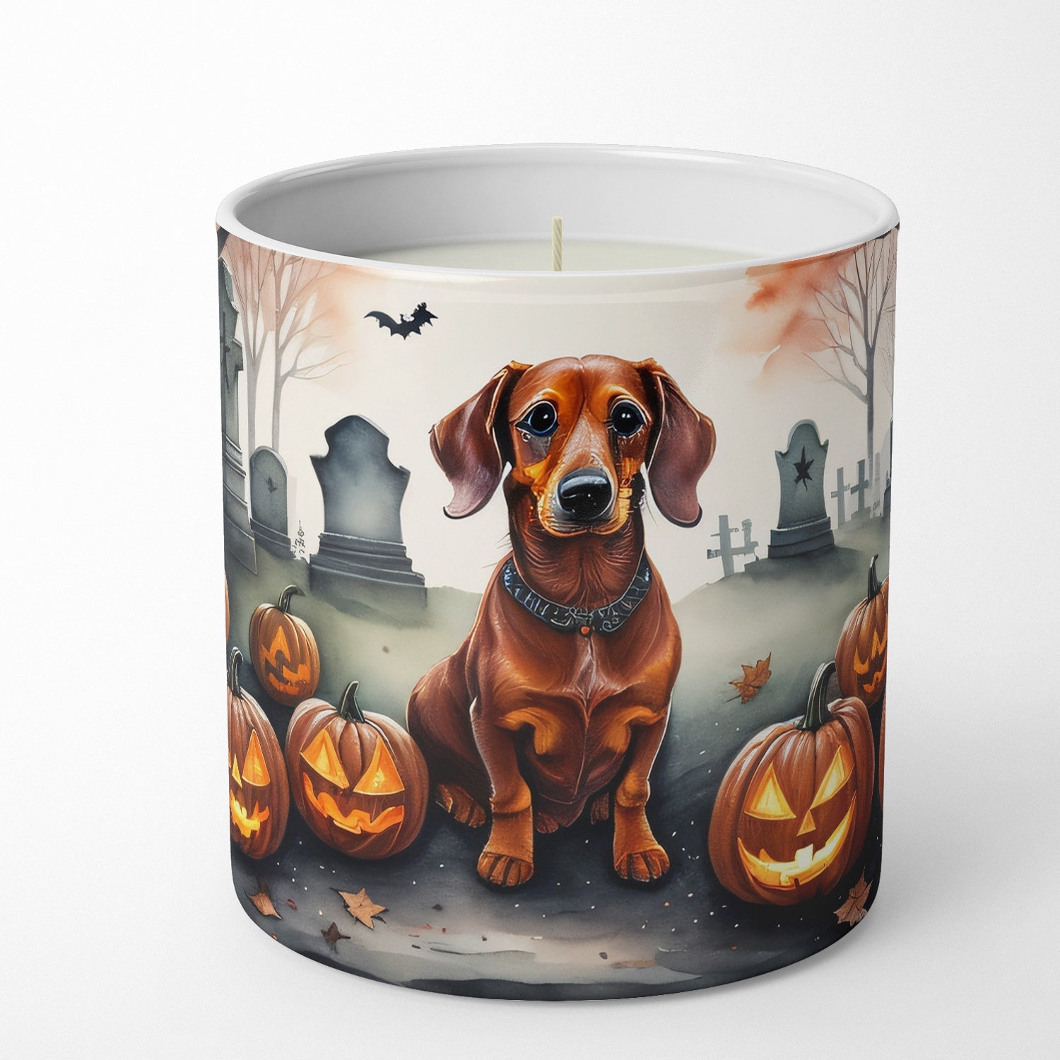 Dachshund Spooky Halloween Decorative Soy Candle Nature Soy Wax Essential Oil Home Decor Ideal for Bedroom Kitchen Bath Office Gift, 10 oz