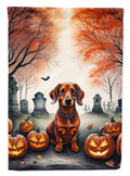 Dachshund Spooky Halloween House Flag 28x40 Porch Sleeve Pole Decorative Outside Yard Banner Artwork Wall Hanging, Polyester