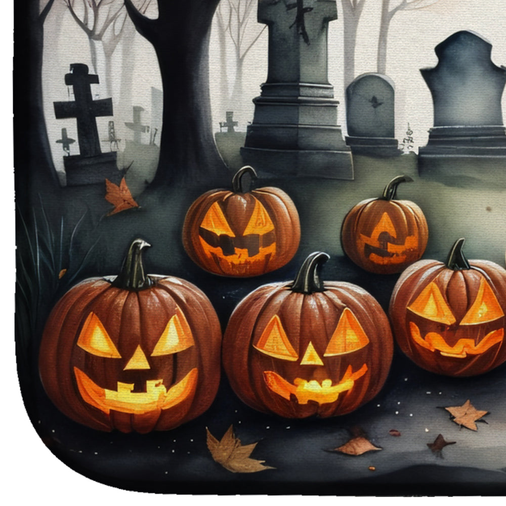 Dachshund Spooky Halloween Dish Drying Mat Absorbent Dish Drying Mat Pad for Kitchen Counter Dish Drainer Mat for Countertop, 14 x 21", Multicolor