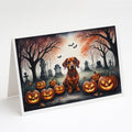 Dachshund Spooky Halloween Greeting Cards Pack of 8 Blank Cards with Envelopes Whimsical A7 Size 5x7