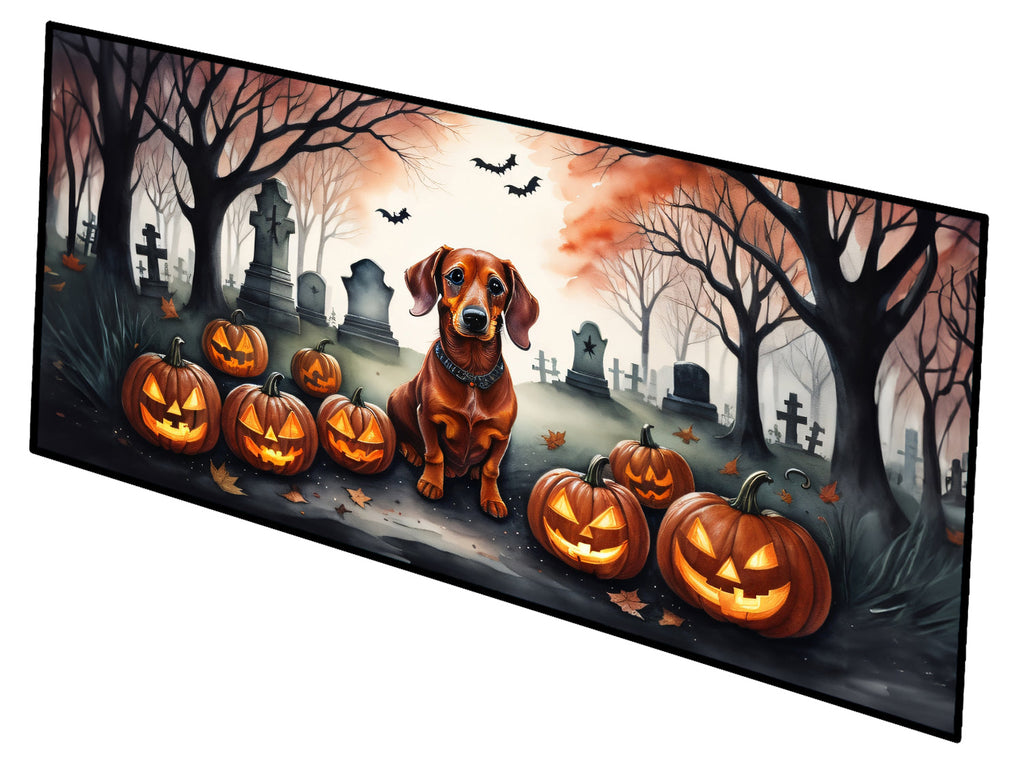 Dachshund Spooky Halloween Runner Mat 28x58 Front Door Mat Indoor Outdoor Rugs for Entryway Hallway Foyer Non Slip Washable Wide Doormat