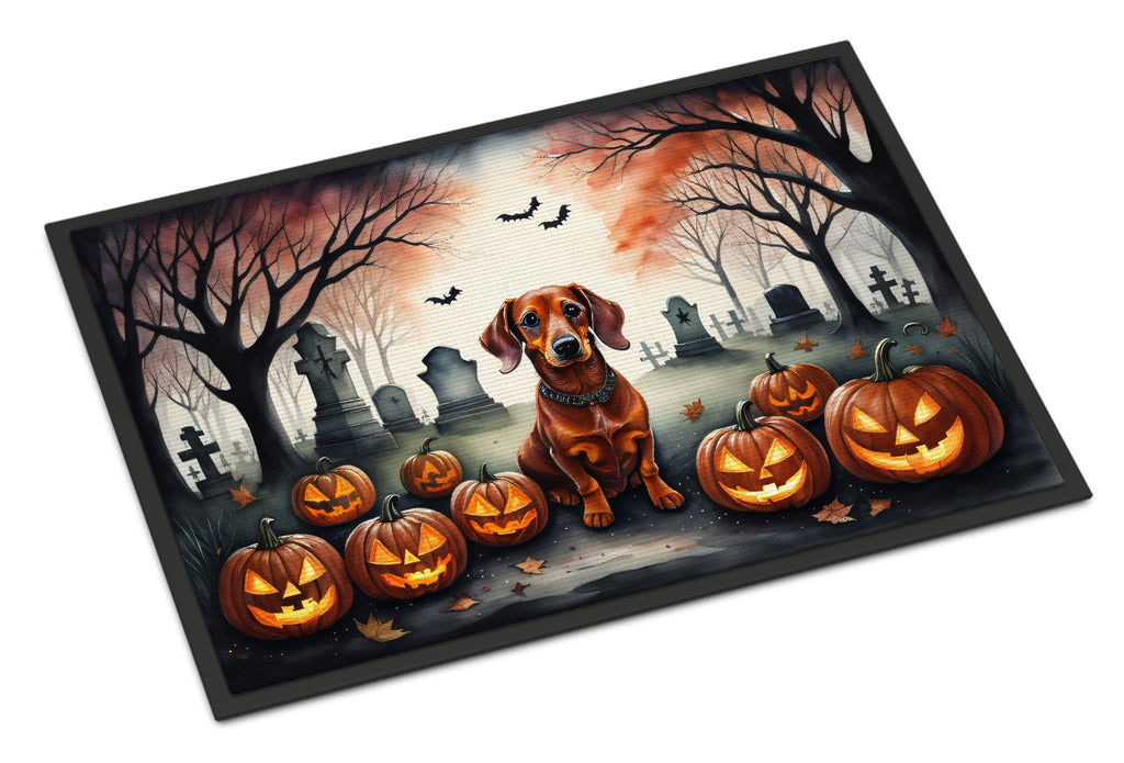 Dachshund Spooky Halloween Doormat Indoor Outdoor 24H X 36W Front Door Mat Rugs for Entryway, Non Slip Washable Low Pile,