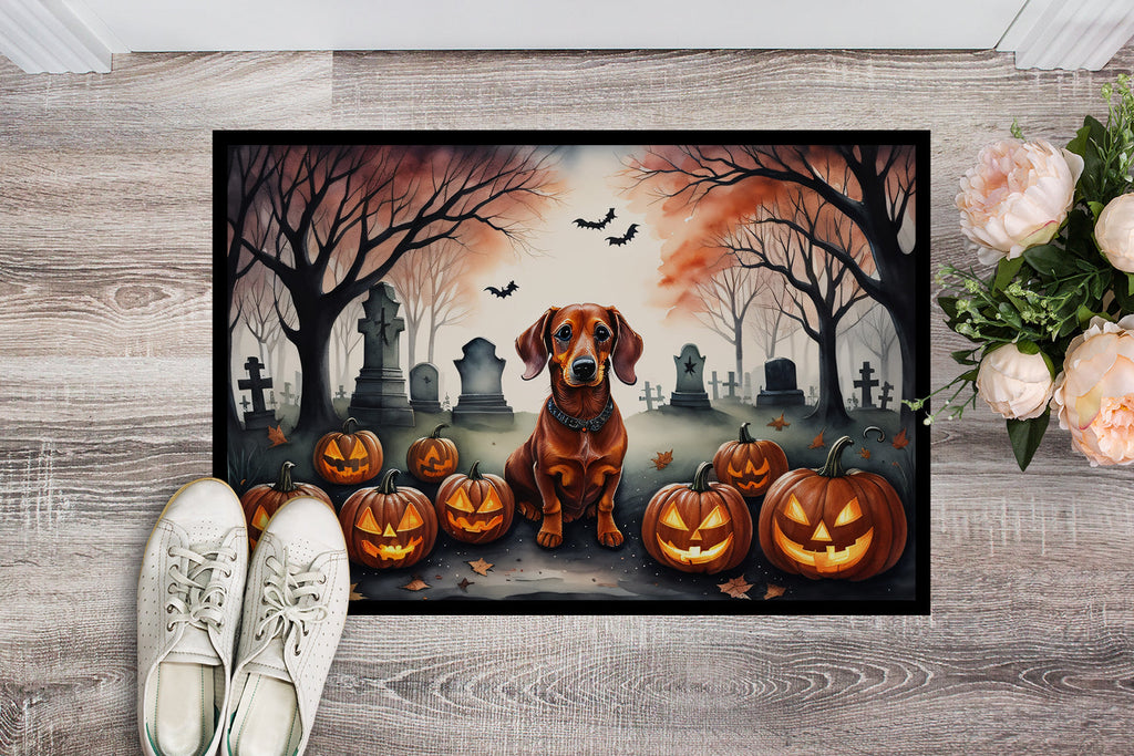 Dachshund Spooky Halloween Doormat Indoor Outdoor 24H X 36W Front Door Mat Rugs for Entryway, Non Slip Washable Low Pile,