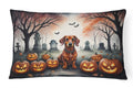 Dachshund Spooky Halloween Decorative Throw Pillow 12x16 Indoor Outdoor Accent Cushion, Fabric Cover with Insert for Sofa, Bed, Porch & Living Room