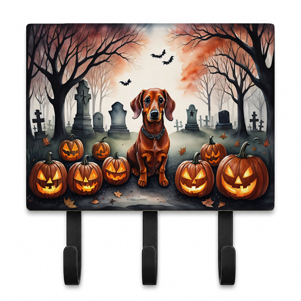 Dachshund Spooky Halloween Leash or Key Holder Wall Hooks, Coat Rack Wall Mount, for Hanging Keys, Towels, Aprons, Leashes
