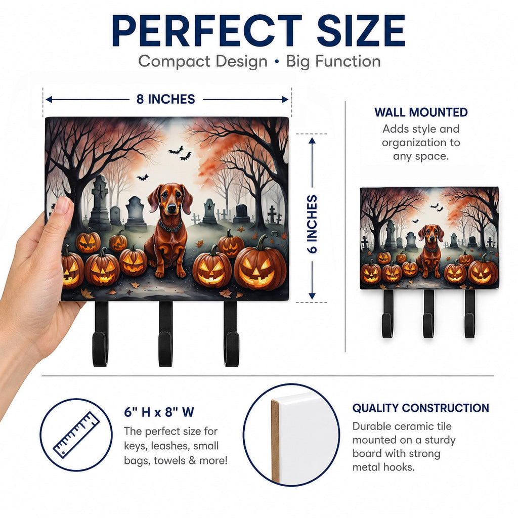 Dachshund Spooky Halloween Leash or Key Holder Wall Hooks, Coat Rack Wall Mount, for Hanging Keys, Towels, Aprons, Leashes