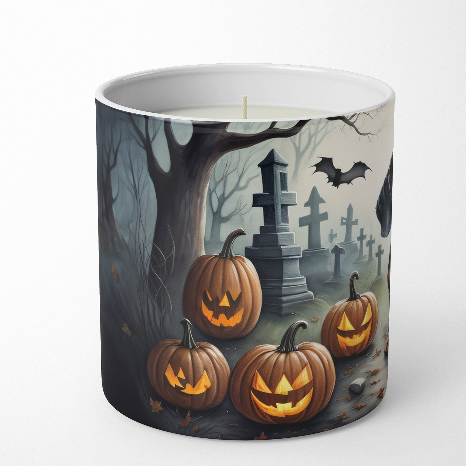 Dachshund Spooky Halloween Decorative Soy Candle Nature Soy Wax Essential Oil Home Decor Ideal for Bedroom Kitchen Bath Office Gift, 10 oz