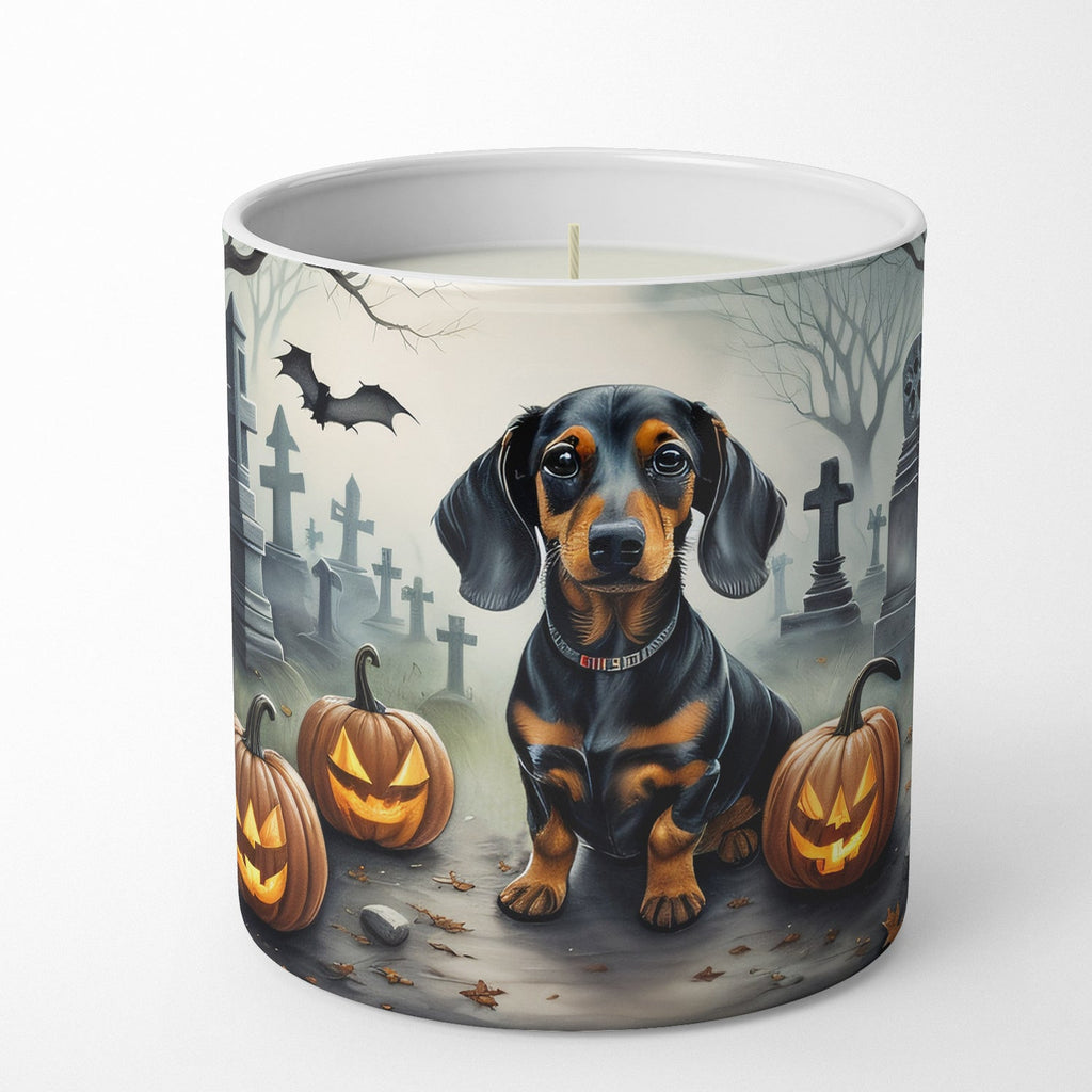 Dachshund Spooky Halloween Decorative Soy Candle Nature Soy Wax Essential Oil Home Decor Ideal for Bedroom Kitchen Bath Office Gift, 10 oz