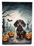 Dachshund Spooky Halloween House Flag 28x40 Porch Sleeve Pole Decorative Outside Yard Banner Artwork Wall Hanging, Polyester