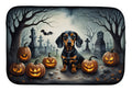 Dachshund Spooky Halloween Dish Drying Mat Absorbent Dish Drying Mat Pad for Kitchen Counter Dish Drainer Mat for Countertop, 14 x 21", Multicolor