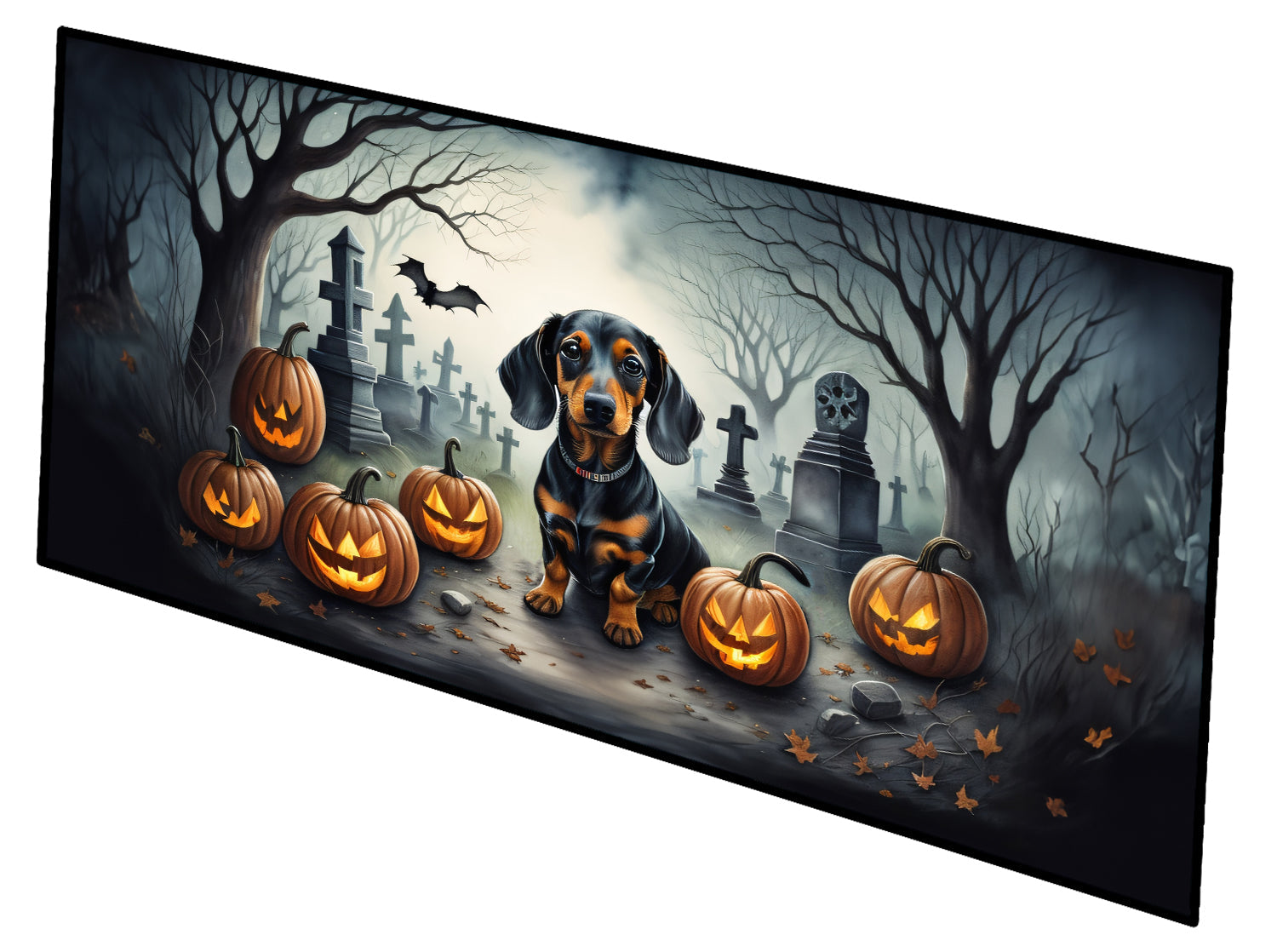 Dachshund Spooky Halloween Runner Mat 28x58 Front Door Mat Indoor Outdoor Rugs for Entryway Hallway Foyer Non Slip Washable Wide Doormat