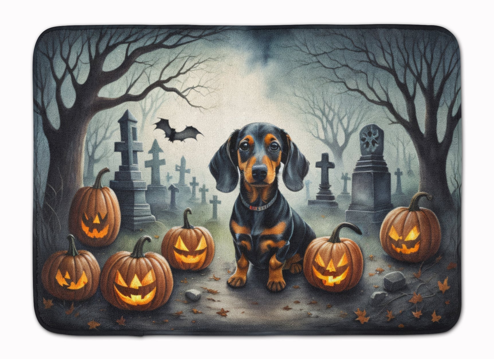 Dachshund Spooky Halloween Memory Foam Kitchen Mat Machine Washable Anti-Fatigue Cushion Comfort Bath or Kitchen Rug