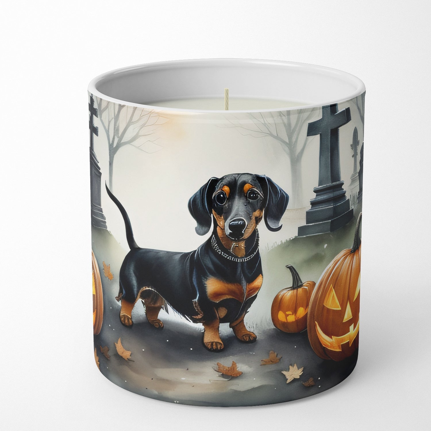 Dachshund Spooky Halloween Decorative Soy Candle Nature Soy Wax Essential Oil Home Decor Ideal for Bedroom Kitchen Bath Office Gift, 10 oz