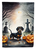 Dachshund Spooky Halloween House Flag 28x40 Porch Sleeve Pole Decorative Outside Yard Banner Artwork Wall Hanging, Polyester