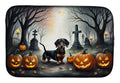 Dachshund Spooky Halloween Dish Drying Mat Absorbent Dish Drying Mat Pad for Kitchen Counter Dish Drainer Mat for Countertop, 14 x 21", Multicolor