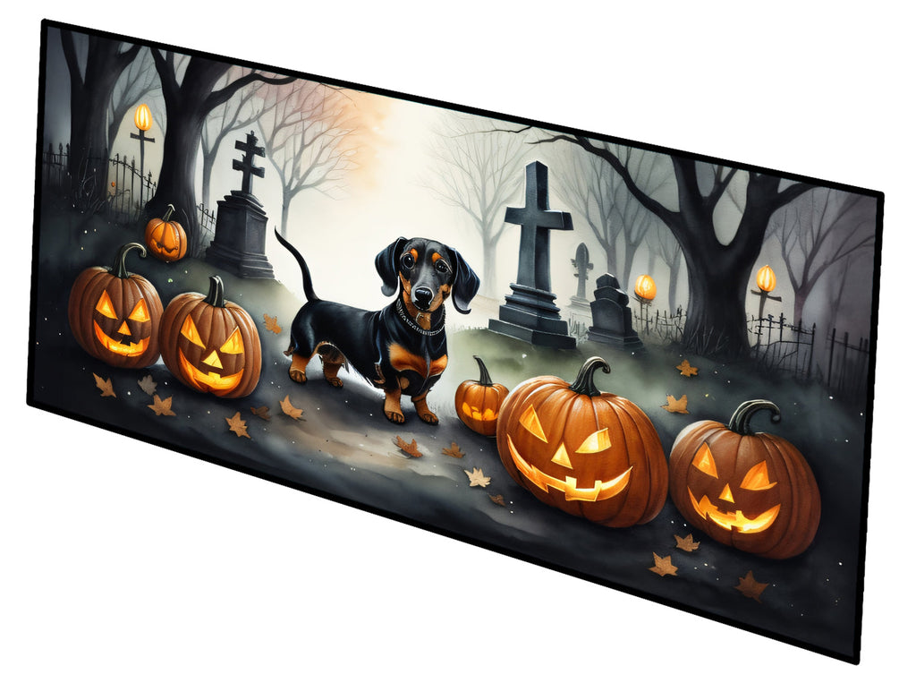 Dachshund Spooky Halloween Runner Mat 28x58 Front Door Mat Indoor Outdoor Rugs for Entryway Hallway Foyer Non Slip Washable Wide Doormat