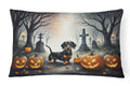 Dachshund Spooky Halloween Decorative Throw Pillow 12x16 Indoor Outdoor Accent Cushion, Fabric Cover with Insert for Sofa, Bed, Porch & Living Room