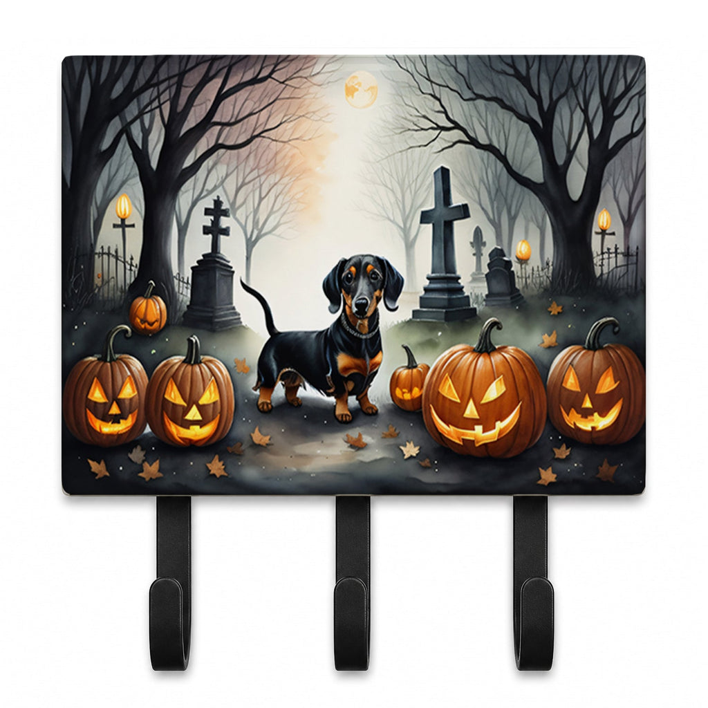 Dachshund Spooky Halloween Leash or Key Holder Wall Hooks, Coat Rack Wall Mount, for Hanging Keys, Towels, Aprons, Leashes