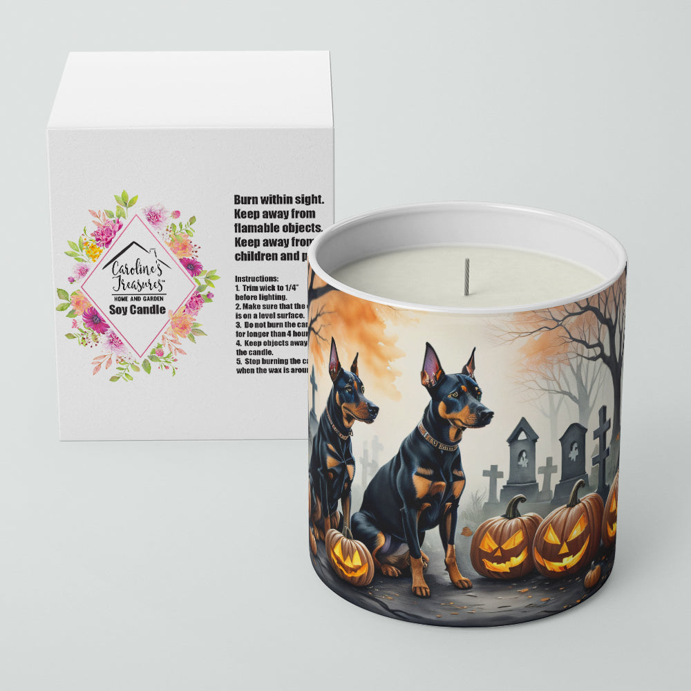 Doberman Pinscher Spooky Halloween Decorative Soy Candle Nature Soy Wax Essential Oil Home Decor Ideal for Bedroom Kitchen Bath Office Gift, 10 oz