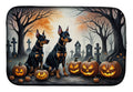Doberman Pinscher Spooky Halloween Dish Drying Mat Absorbent Dish Drying Mat Pad for Kitchen Counter Dish Drainer Mat for Countertop, 14 x 21", Multicolor