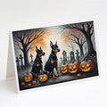 Doberman Pinscher Spooky Halloween Greeting Cards Pack of 8 Blank Cards with Envelopes Whimsical A7 Size 5x7