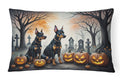 Doberman Pinscher Spooky Halloween Decorative Throw Pillow 12x16 Indoor Outdoor Accent Cushion, Fabric Cover with Insert for Sofa, Bed, Porch & Living Room