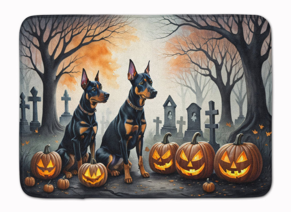 Doberman Pinscher Spooky Halloween Memory Foam Kitchen Mat Machine Washable Anti-Fatigue Cushion Comfort Bath or Kitchen Rug