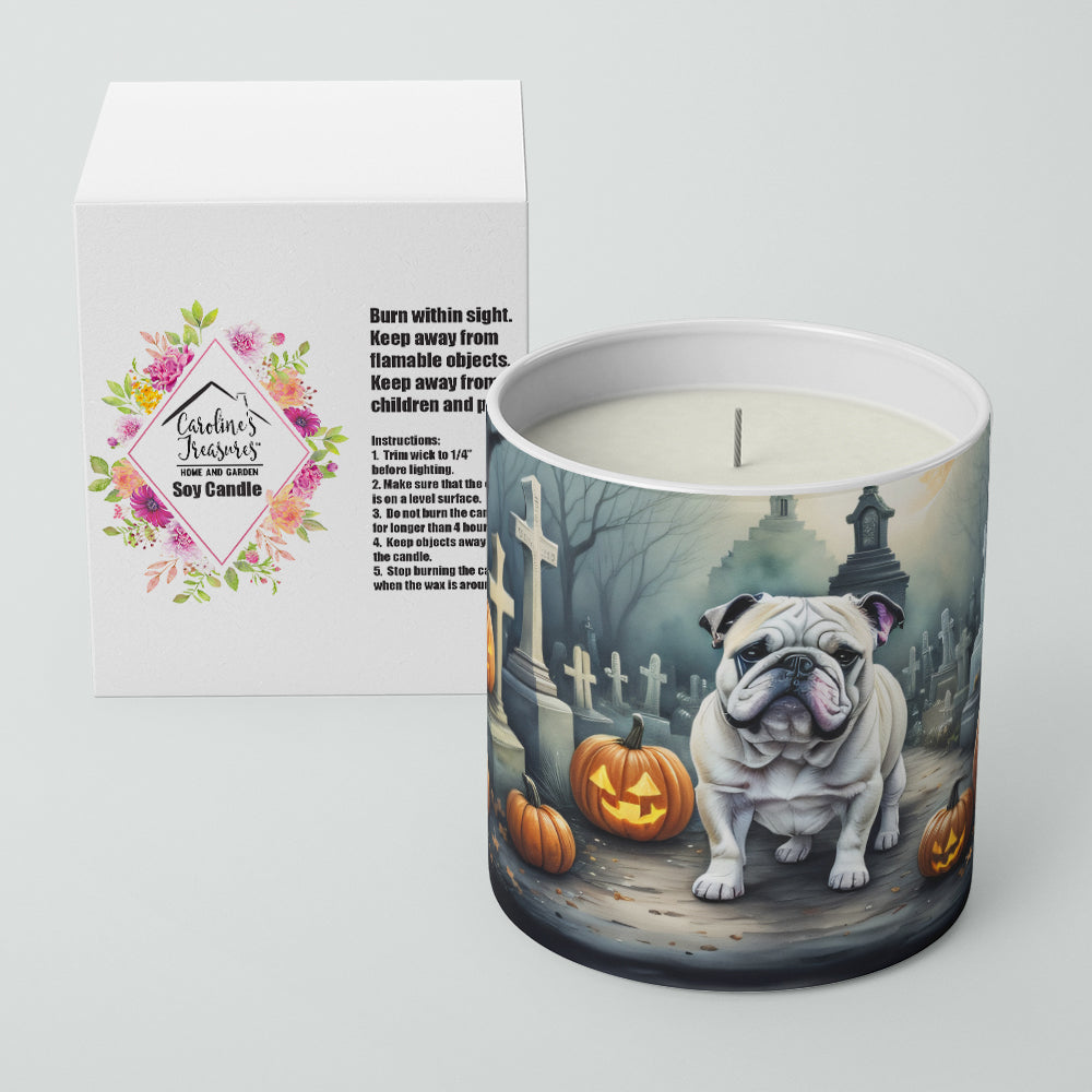 English Bulldog Spooky Halloween Decorative Soy Candle Nature Soy Wax Essential Oil Home Decor Ideal for Bedroom Kitchen Bath Office Gift, 10 oz