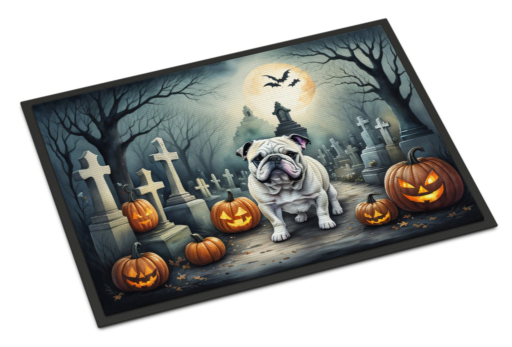 English Bulldog Spooky Halloween Doormat Indoor Outdoor 24H X 36W Front Door Mat Rugs for Entryway, Non Slip Washable Low Pile,