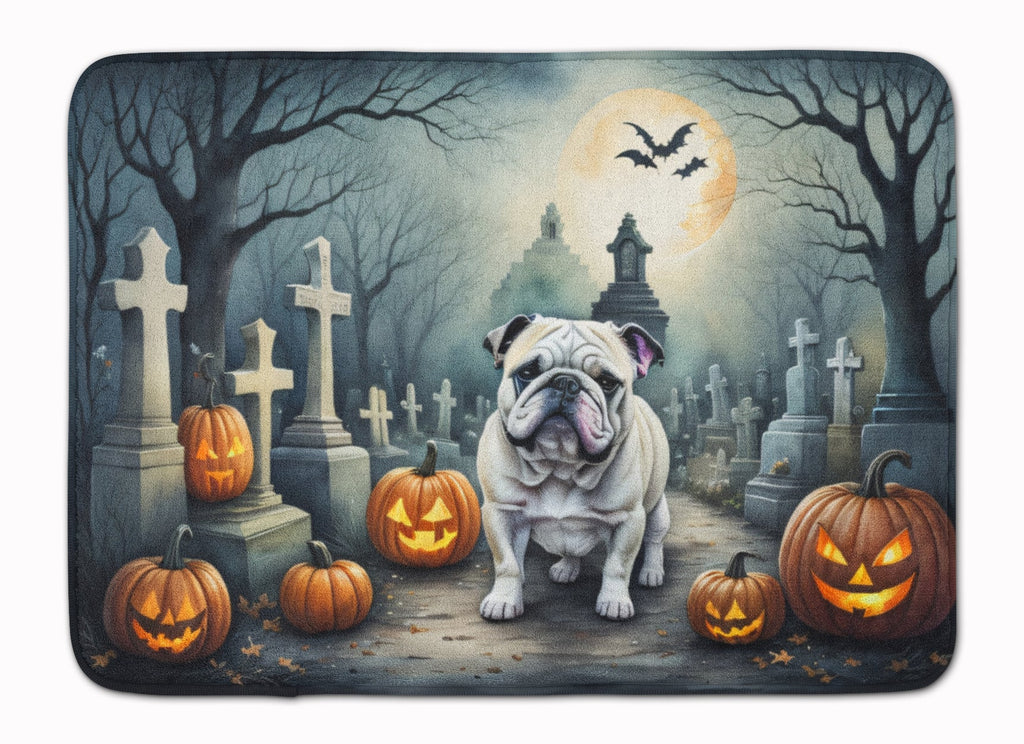 English Bulldog Spooky Halloween Memory Foam Kitchen Mat Machine Washable Anti-Fatigue Cushion Comfort Bath or Kitchen Rug