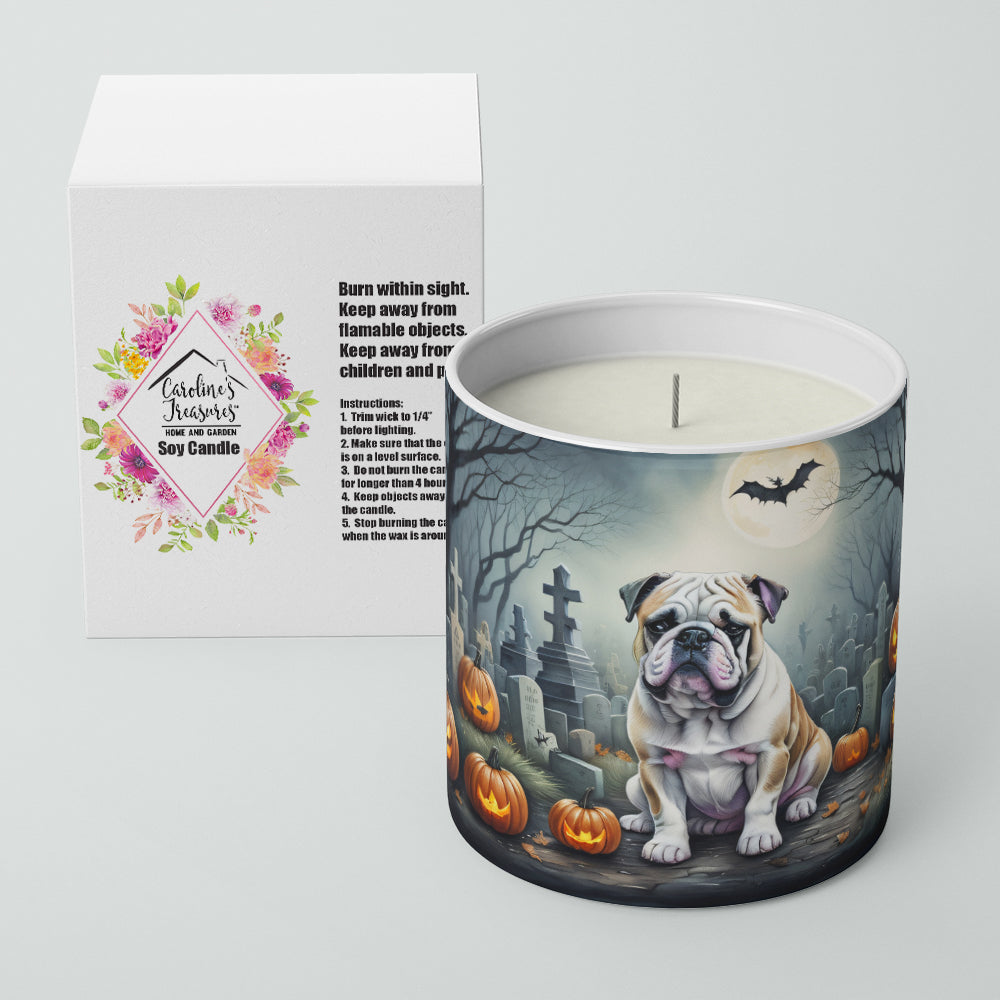 English Bulldog Spooky Halloween Decorative Soy Candle Nature Soy Wax Essential Oil Home Decor Ideal for Bedroom Kitchen Bath Office Gift, 10 oz
