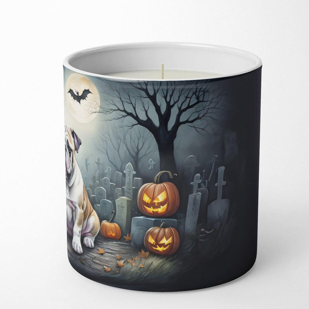 English Bulldog Spooky Halloween Decorative Soy Candle Nature Soy Wax Essential Oil Home Decor Ideal for Bedroom Kitchen Bath Office Gift, 10 oz