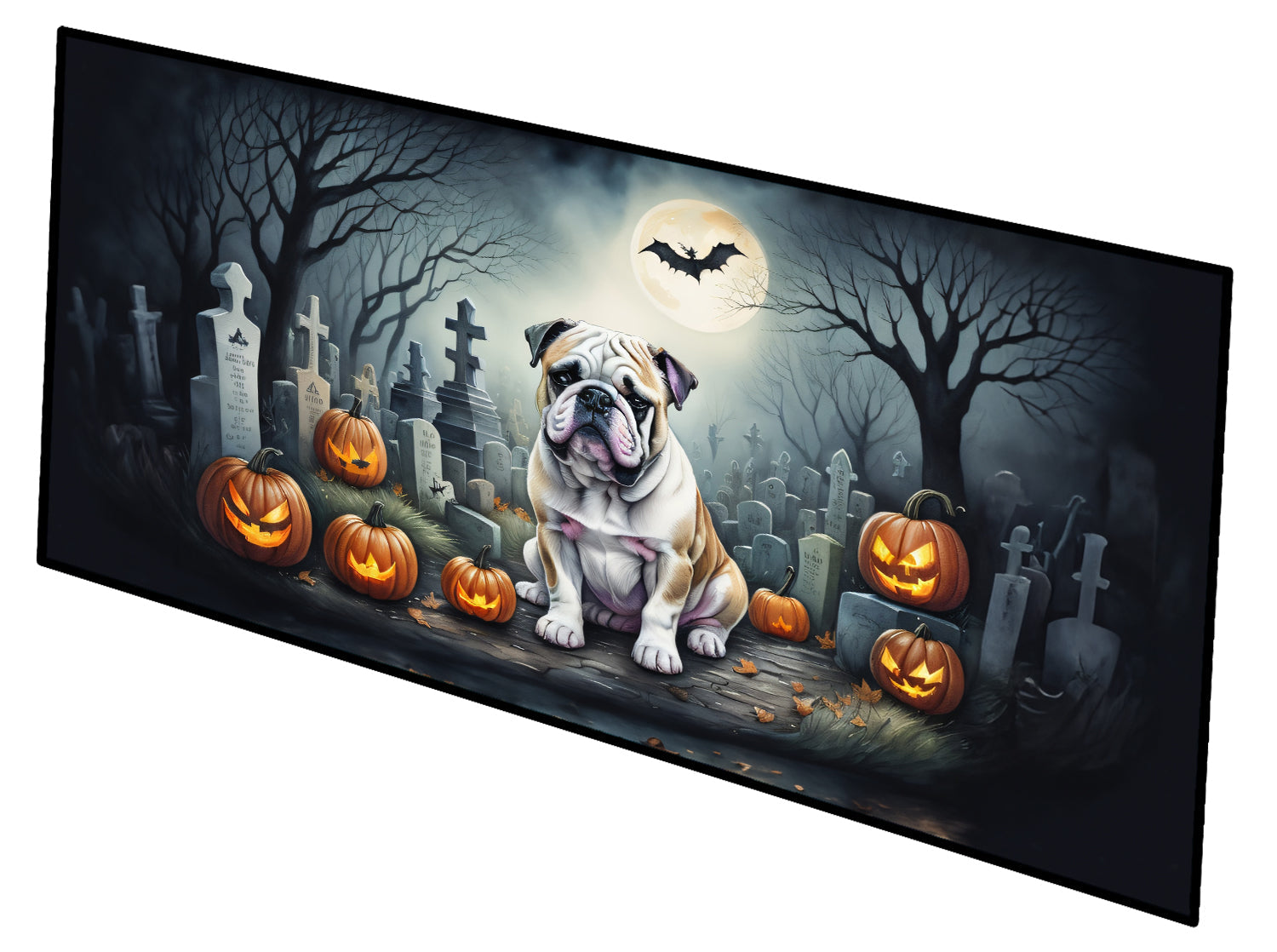 English Bulldog Spooky Halloween Runner Mat 28x58 Front Door Mat Indoor Outdoor Rugs for Entryway Hallway Foyer Non Slip Washable Wide Doormat