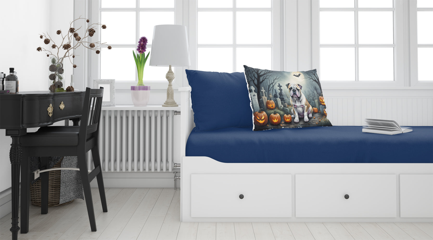 English Bulldog Spooky Halloween Standard Pillowcase Lightweight Super Soft Easy Care Decorative Artwork Pillowcase, Standard