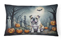 English Bulldog Spooky Halloween Decorative Throw Pillow 12x16 Indoor Outdoor Accent Cushion, Fabric Cover with Insert for Sofa, Bed, Porch & Living Room