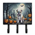 English Bulldog Spooky Halloween Leash or Key Holder Wall Hooks, Coat Rack Wall Mount, for Hanging Keys, Towels, Aprons, Leashes