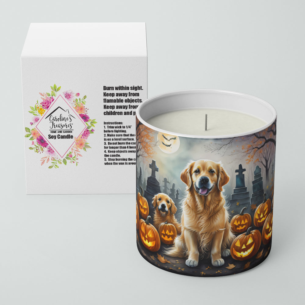 Golden Retriever Spooky Halloween Decorative Soy Candle Nature Soy Wax Essential Oil Home Decor Ideal for Bedroom Kitchen Bath Office Gift, 10 oz